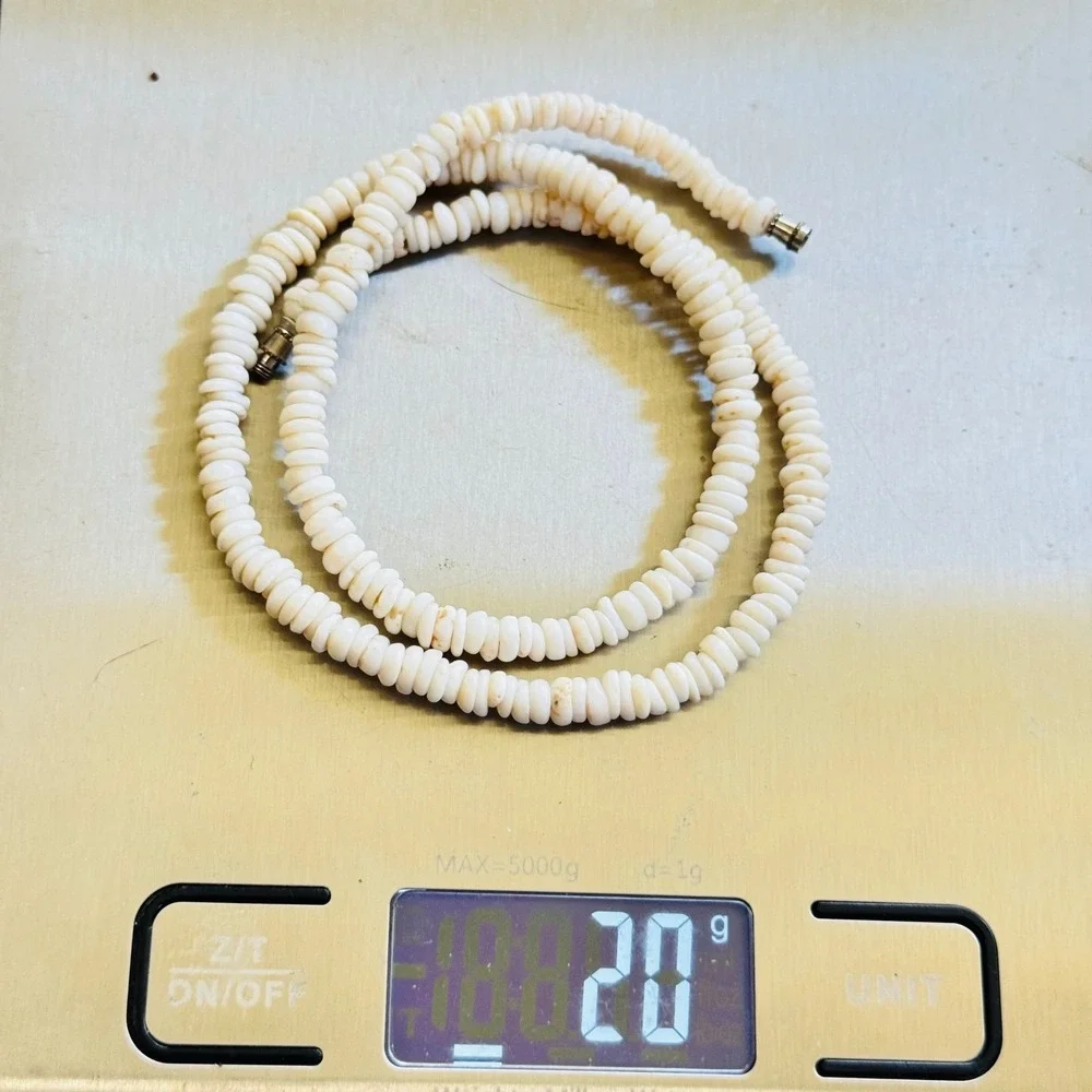 VTG Hawaiian Puka Shell Choker Necklace Surfer 70s 18.2